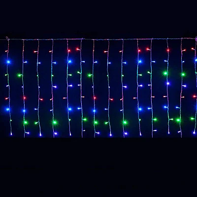 Instalatie Multicolora Perdea Craciun Exterior 3x3m 240LED Albastru Fir Alb  V8 [1]