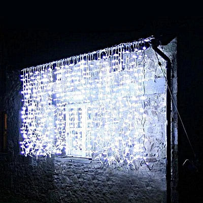 Articole Craciun - Instalatie perdea exterior alb rece 120 led v8  3m x 1m (fir alb) interconectabil ip65
