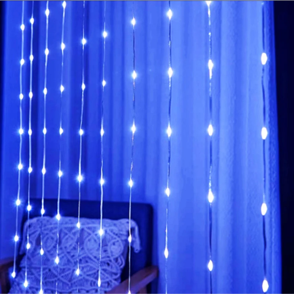 Instalatii Luminoase Craciun - Instalatie perdea ploaie 3mx3m Albastru