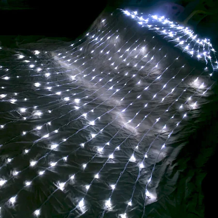 Instalatii Luminoase Craciun - Instalatie perdea ploaie 6m x1m Alb rece