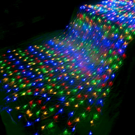Instalatii Luminoase Craciun - Instalatie perdea ploaie 9m x1m Multicolor
