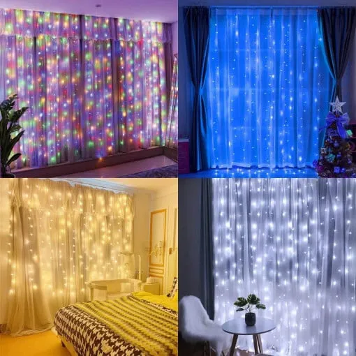 Instalatie perdea ploaie 3mx3m multicolor [1]