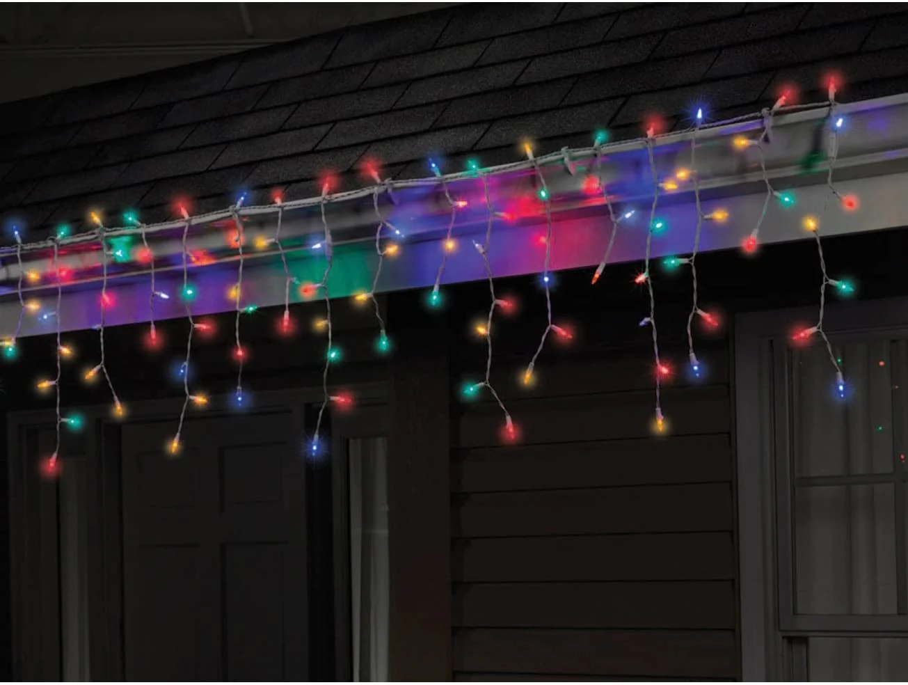 Instalatii Luminoase Craciun - Instalatie tip turturi lumina multicolora exterior cu fir gros 120led v8  5.5m