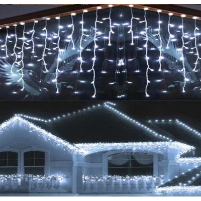Instalatii Luminoase Craciun - Instalatie turturi 500LED 20 metri interconectabil cu 8 jocuri lumini lumina rece