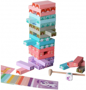 Jocuri de societate - Jocuri interactive (3 ani +) - Joc din Lemn Jenga cu Animale