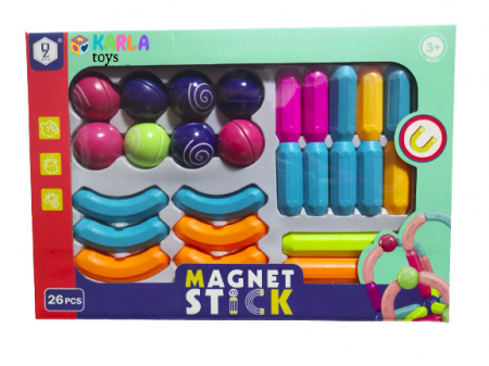 Jocuri educative (3 ani +) - Joc Constructie 3D Magnetic 26 piese Magneti STICK