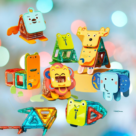 Jocuri creative (3 ani +) - Joc Constructie Placi Magnetice Fello Animale