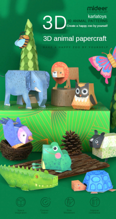 Jocuri educative (3 ani +) - Joc Creativ Oregami Animale Mideer Animale 3D
