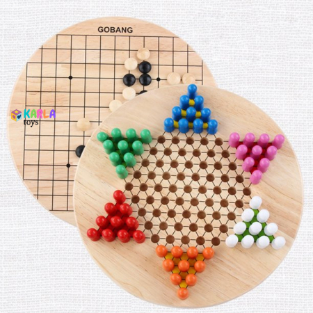 Jocuri - Joc de Societate Chess din Lemn 2 in 1 Dame si Gobang
