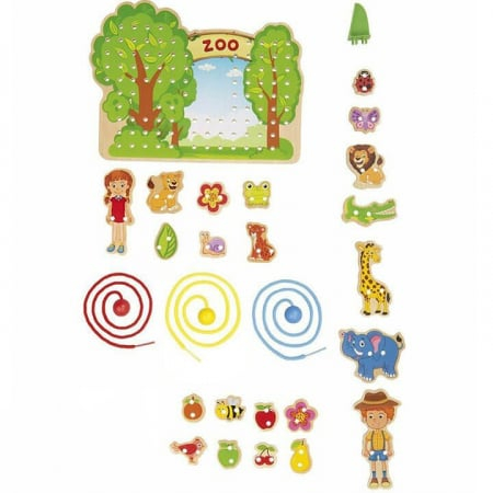 Joc de insiruit din lemn La Zoo – joc Montessori de dexteritate, culori si coordonare copii [3]