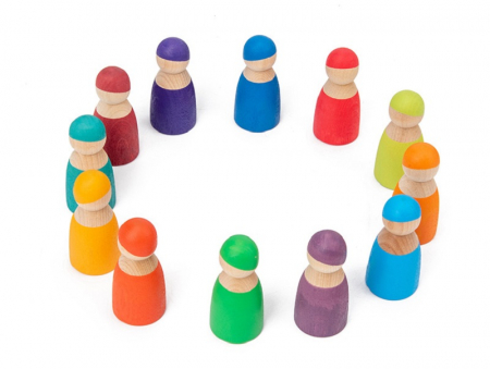 Joc de lemn Papusile Montessori Pioni colorati Peg Dolls [2]