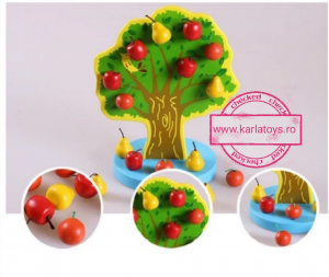 Jocuri creative (3 ani +) - Joc de Lemn Montessori Pomul cu Mere - Apple Tree