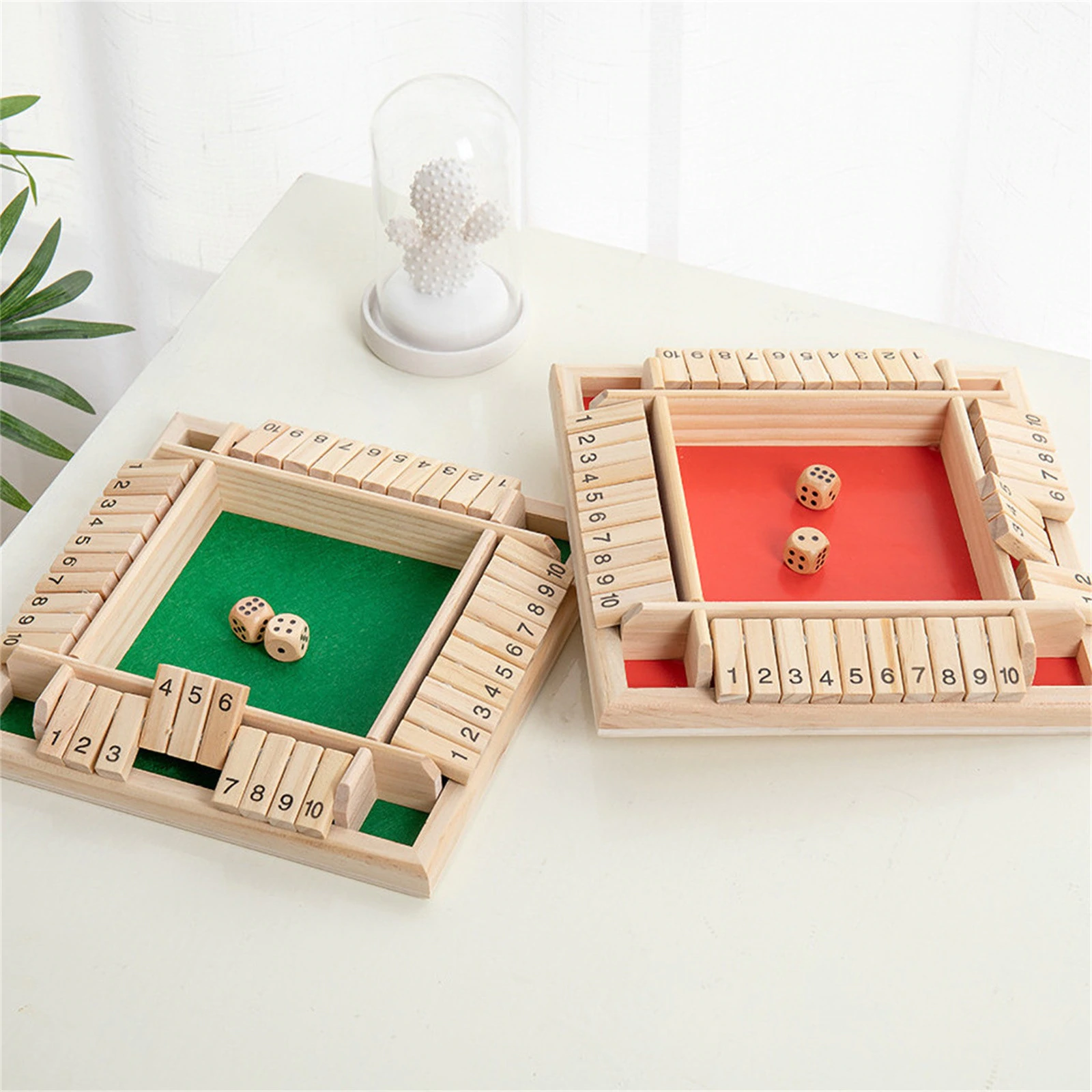 Tabla de joc numere - Joc de masa din lemn cu zaruri Shut the Box [2]