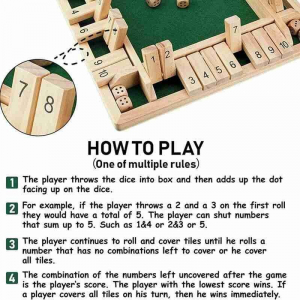 Tabla de joc numere - Joc de masa din lemn cu zaruri Shut the Box [9]