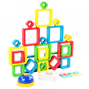 Joc de Societate Stivuire din Lemn - Stacking Game Senzorial cu Forme Geometrice [1]
