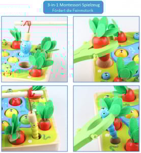 Joc din Lemn motricitate Montessori de pescuit 3 in 1 [4]