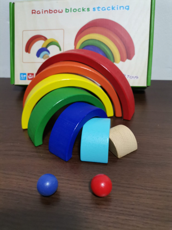 Joc din Lemn Curcubeu - Rainbow Block 7 Piese [5]