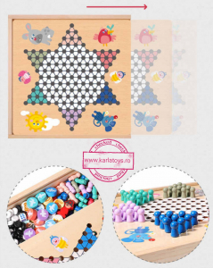 Joc din Lemn Educational Dame  - Joc din Lemn puzzle 7 in 1 Ludo Chess [2]