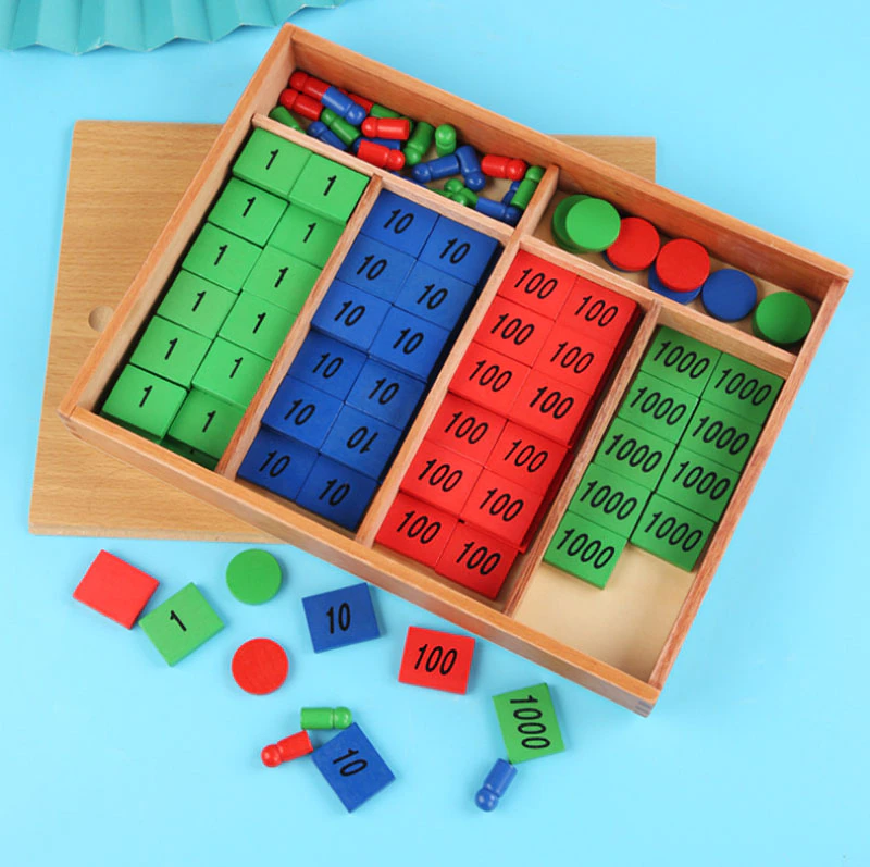 Table educative (3 ani +) - Joc Educativ din Lemn Montessori pentru Numere și Operații Matematice Stamp Game
