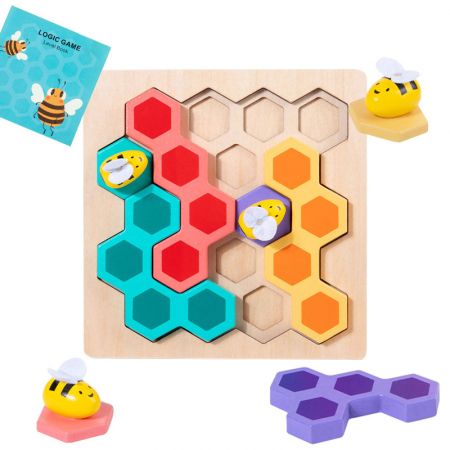 Jocuri - Joc din Lemn  Montessori Tetris Albinutele IQ Games