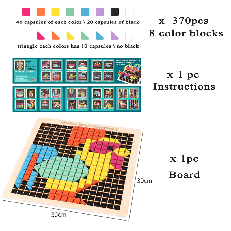 Joc din lemn mozaic din lemn Puzzle mozaic 370 de piese [8]