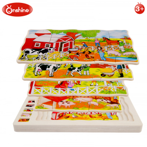 Joc din lemn Puzzle in straturi Onshine Animale [8]