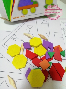 Joc din Lemn Tangram Puzzle Blocks 125 piese - 250 piese [11]