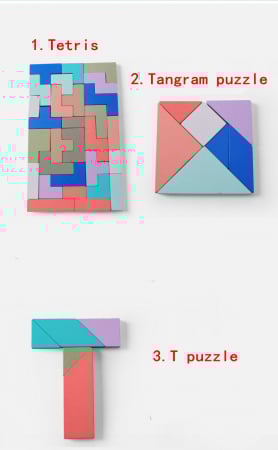 Joc din lemn Tetris si Tangram 5 in 1 [5]
