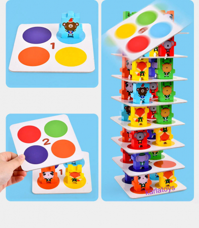 Jocuri de societate - Jocuri interactive (3 ani +) - Joc Echilibru din Lemn Jenga Animale