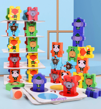 Joc Echilibru din Lemn Jenga Animale [1]