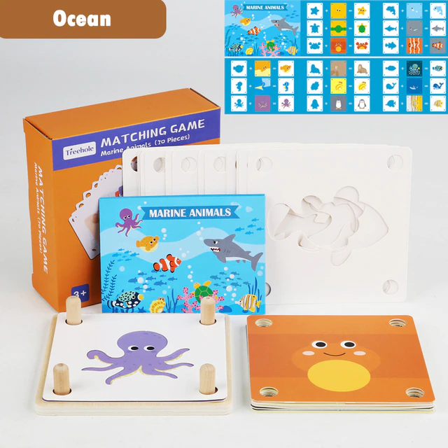 Jucarii din lemn si Montessori - Joc Educational Montessori Asociere Umbre Puzzle Cognitie