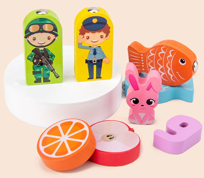Joc din Lemn Educational Montessori 5 in 1 Puzzle Incastru [1]