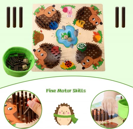 Joc educational Montessori Sortare Ariciul Joc de dezvoltare Motorii Fine Ariciul [4]