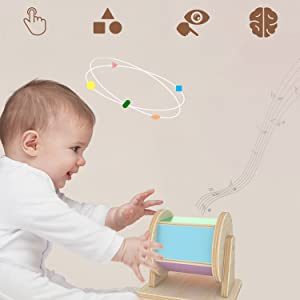 Joc Educativ din Lemn Montessori Tambur Rotativ cu Sunete Pastel [4]