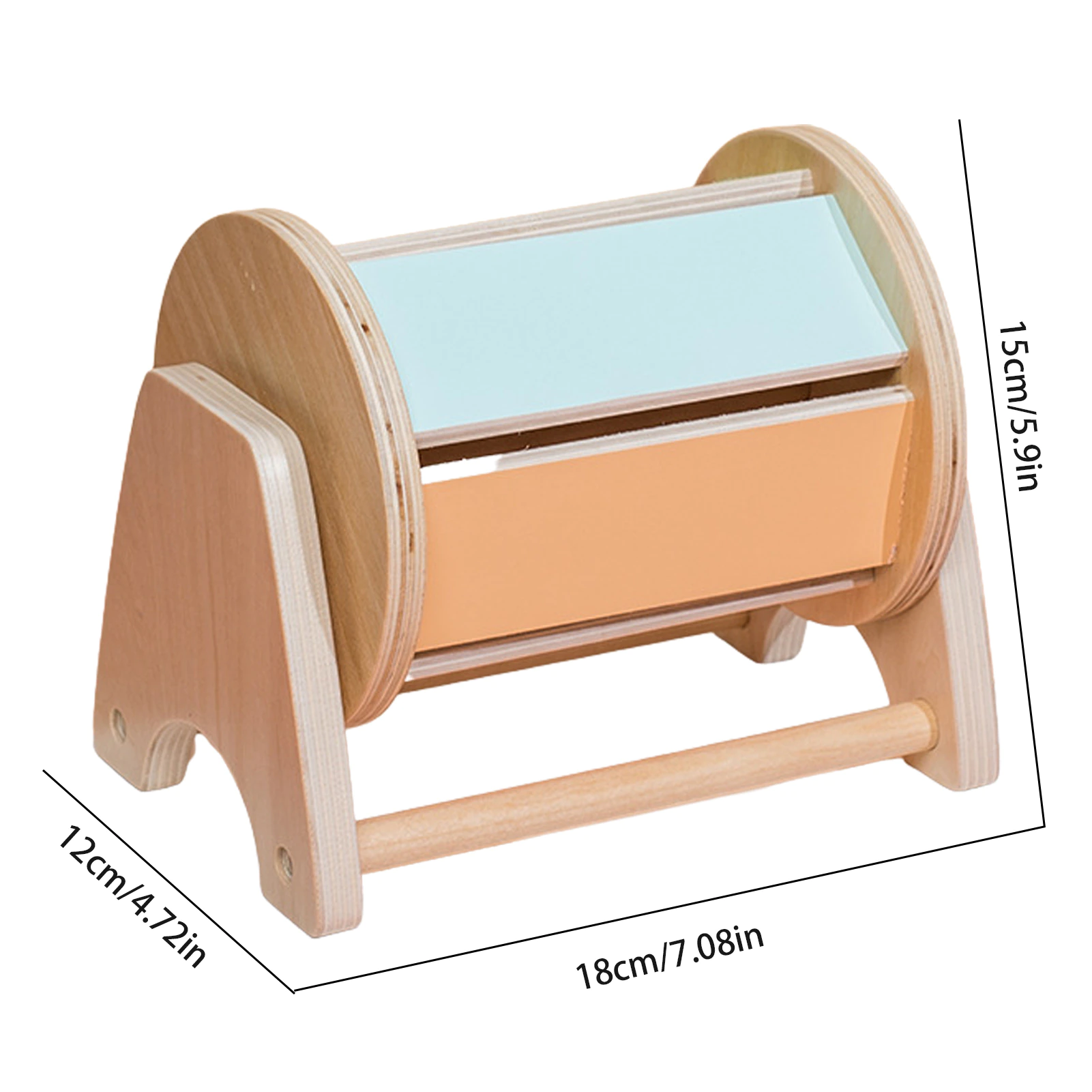 Jocuri educative (3 ani +) - Joc Educativ din Lemn Montessori Tambur Rotativ cu Sunete Pastel
