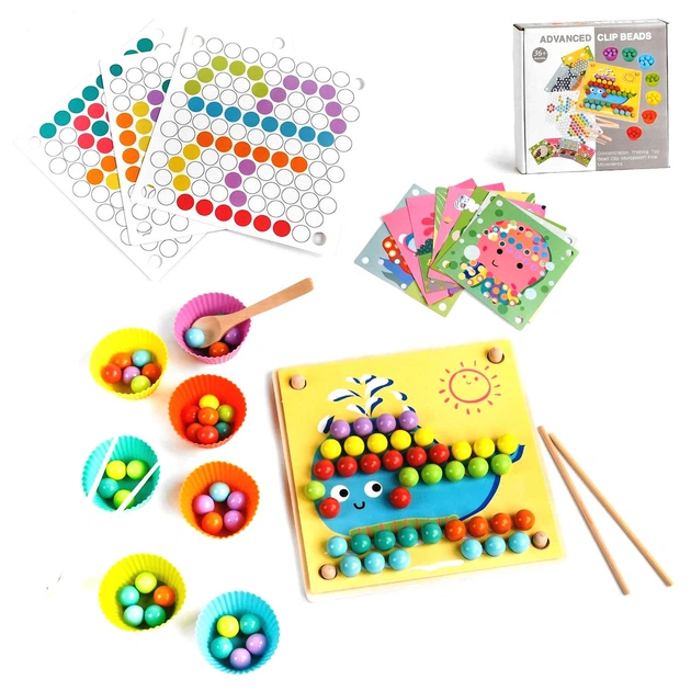 Joc Educativ Mozaic cu Bile din Lemn si Accesorii Montessori [1]