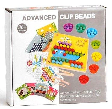 Jucarii - Joc Educativ Mozaic cu Bile din Lemn si Accesorii Montessori