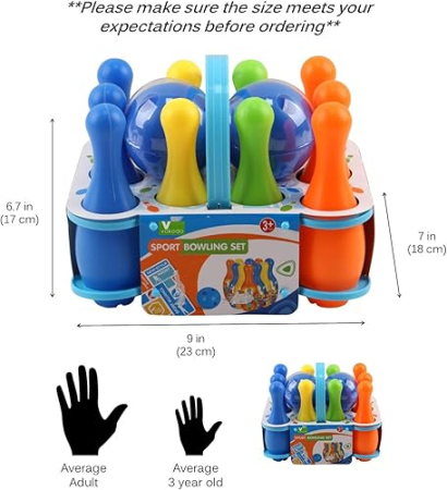 Set Popice Bowling pentru Copii cu 10 Popice și 2 Bile Colorate [3]