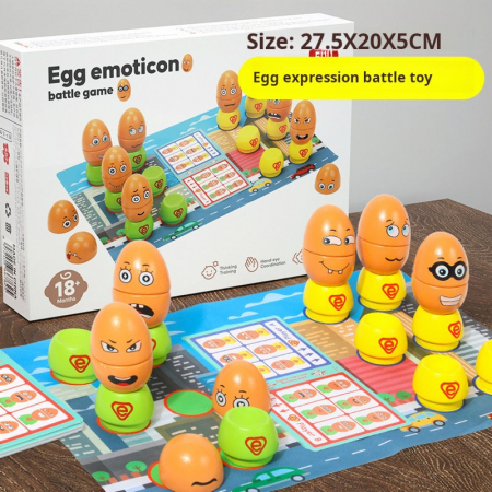 Jocuri - Jucarie educativa 3D din lemn – Ou cu expresii faciale amuzante, joc interactiv pentru copii