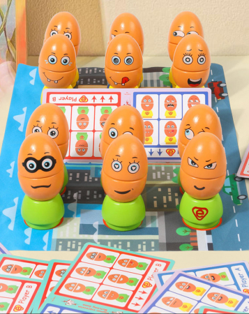 Jucarie educativa 3D din lemn – Ou cu expresii faciale amuzante, joc interactiv pentru copii [2]
