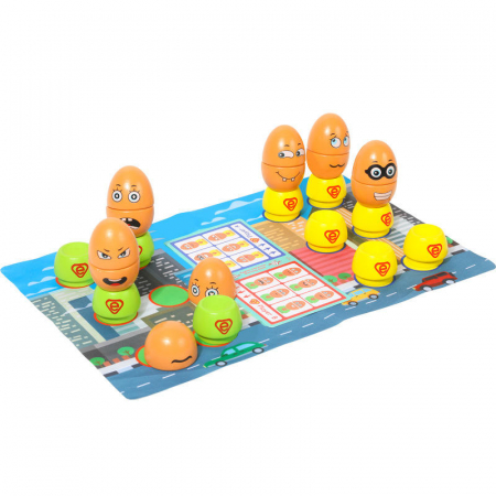 Jucarie educativa 3D din lemn – Ou cu expresii faciale amuzante, joc interactiv pentru copii [1]