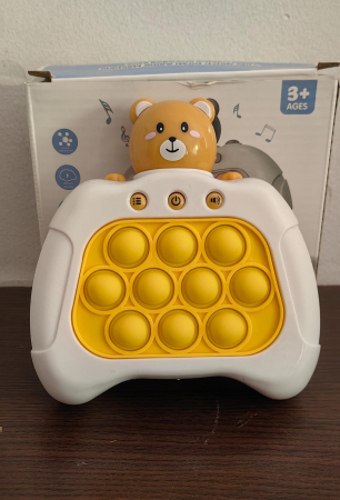 Pop It - Joc interactiv Push Bubble Consola Quick Push Ursuletul Alb cu maro