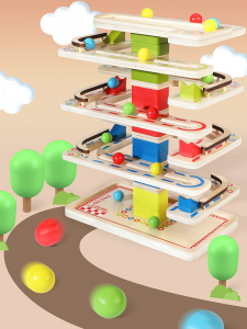 Joc Lemn interactiv Circuit cu Bile [9]