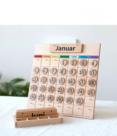 Jocuri educative (3 ani +) - Joc Lemn Montessori Busy Board Calendar cu Lunile Anului Anotimpuri