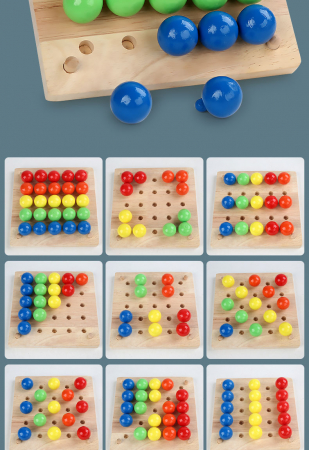 Joc Lemn Mozaic cu Butoni din lemn Joc puzzle educativ Mushroom Pegboard [9]