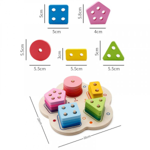 Joc lemn stivuire forme geometirce fractii si intreg 5 coloane [9]