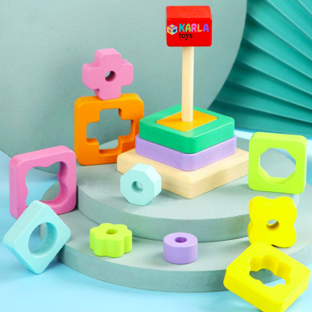REDUCERI - Joc Montessori Turn de stivuire curcubeu