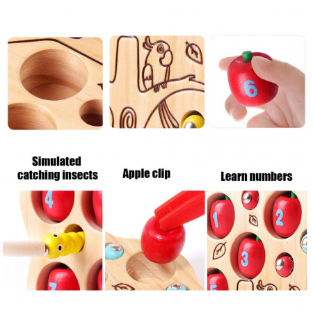 Joc Magnetic Montessori Pomul cu Mere  Numere si Viermisori [7]