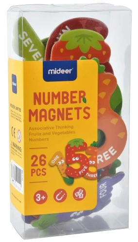 Jocuri educative (3 ani +) - Joc Magnetic Set Numere Magnetice in forma de Fructe Mideer