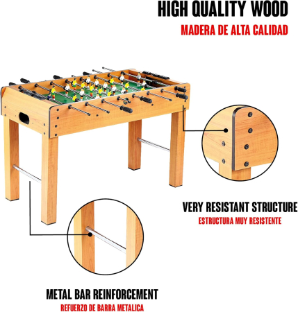 Masa de Fotbal cu Teren si Jucatori – 21 Jucatori, 8 Manere, Tablou de Scor, din Lemn [3]
